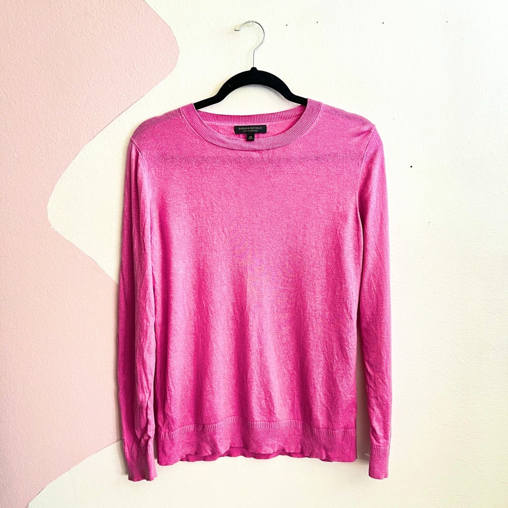 Banana Republic Pink Cashmere Sweater Coquette‎ Classic Soft Girl Preppy Medium